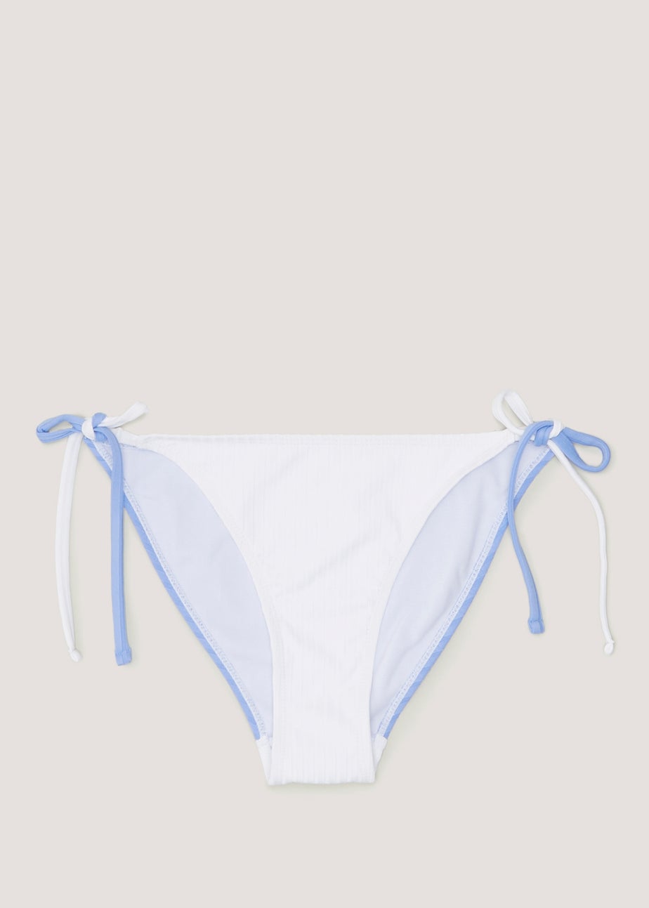 Blue & White Colour Block Bikini Top