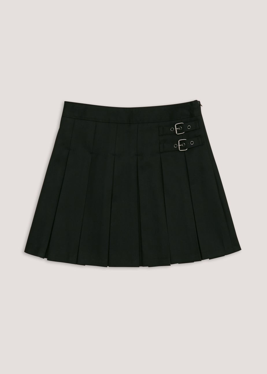Girls Black Kilt School Skirt (8-16yrs)