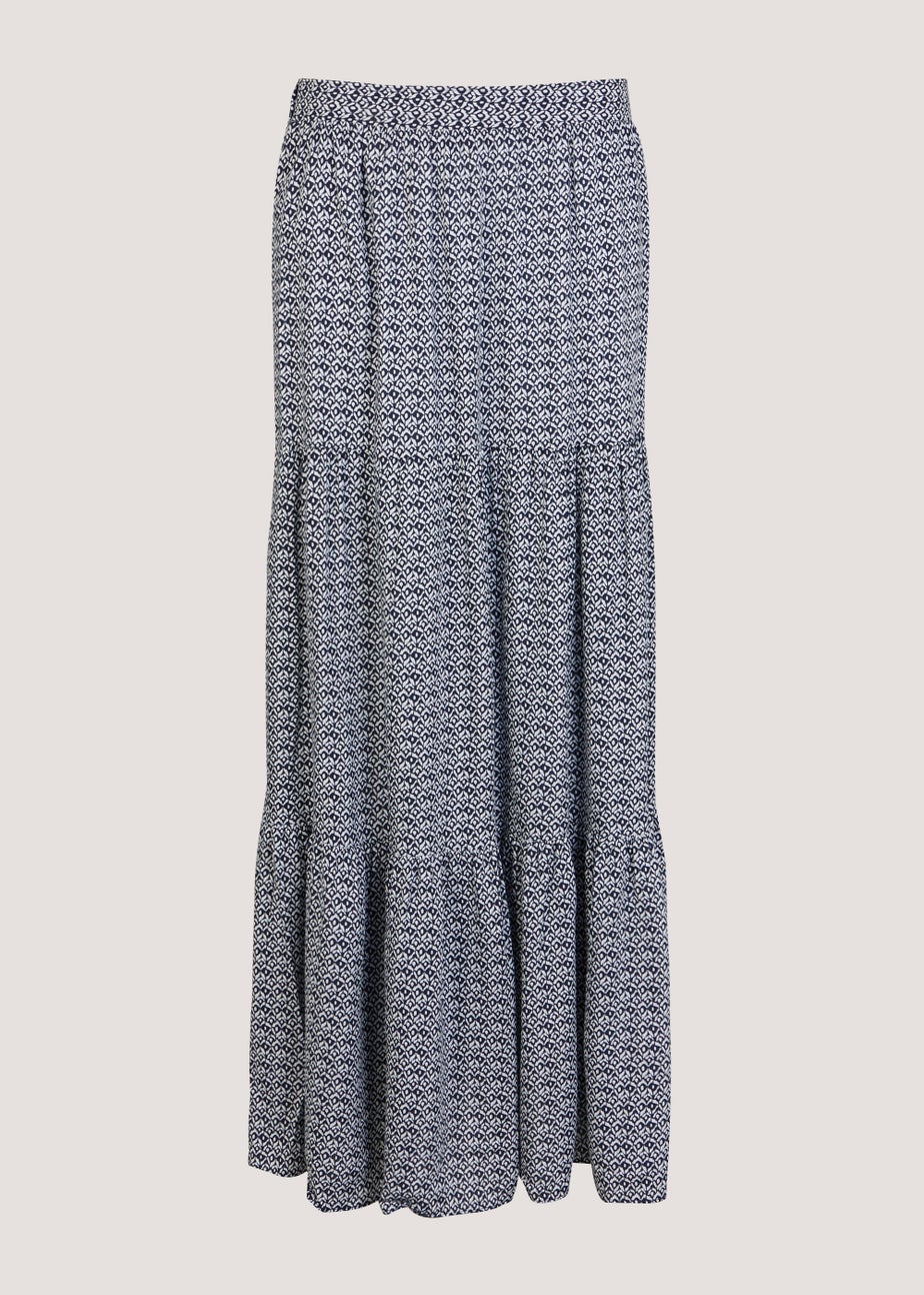 White Palm Print Maxi Co-Ord Skirt