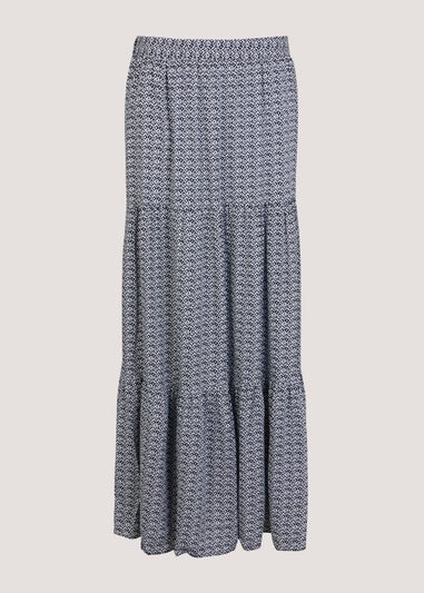 White Palm Print Maxi Co-Ord Skirt