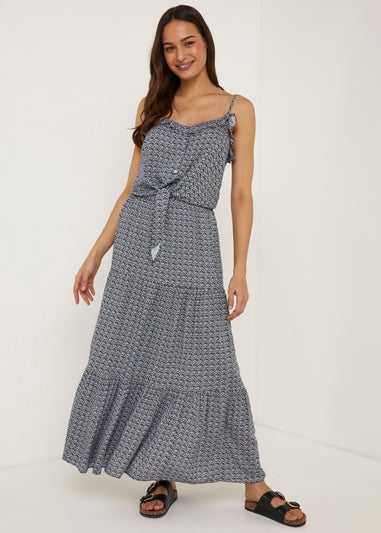 White Palm Print Maxi Co-Ord Skirt