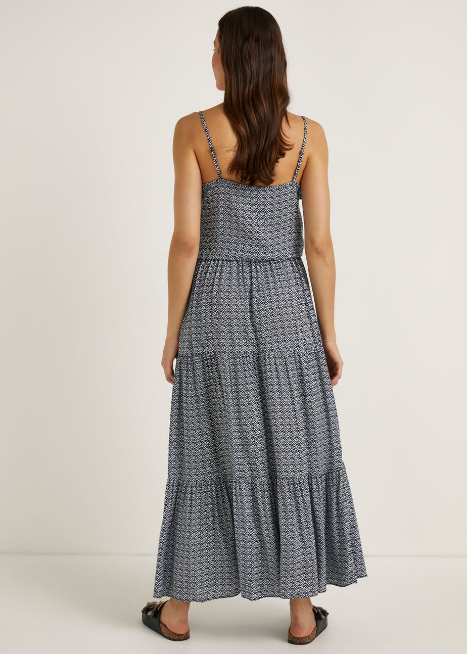 White Palm Print Maxi Co-Ord Skirt