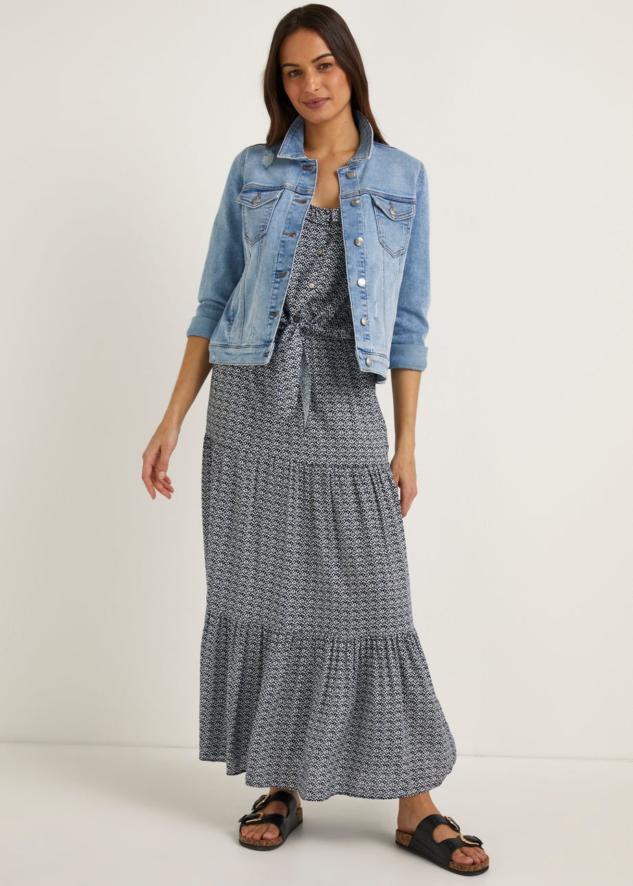 White Palm Print Maxi Co-Ord Skirt