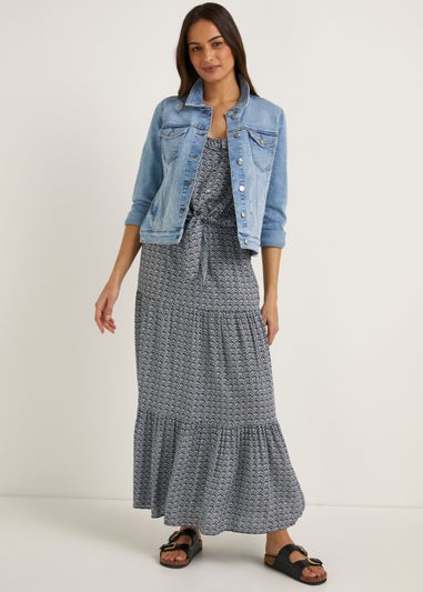 White Palm Print Maxi Co-Ord Skirt