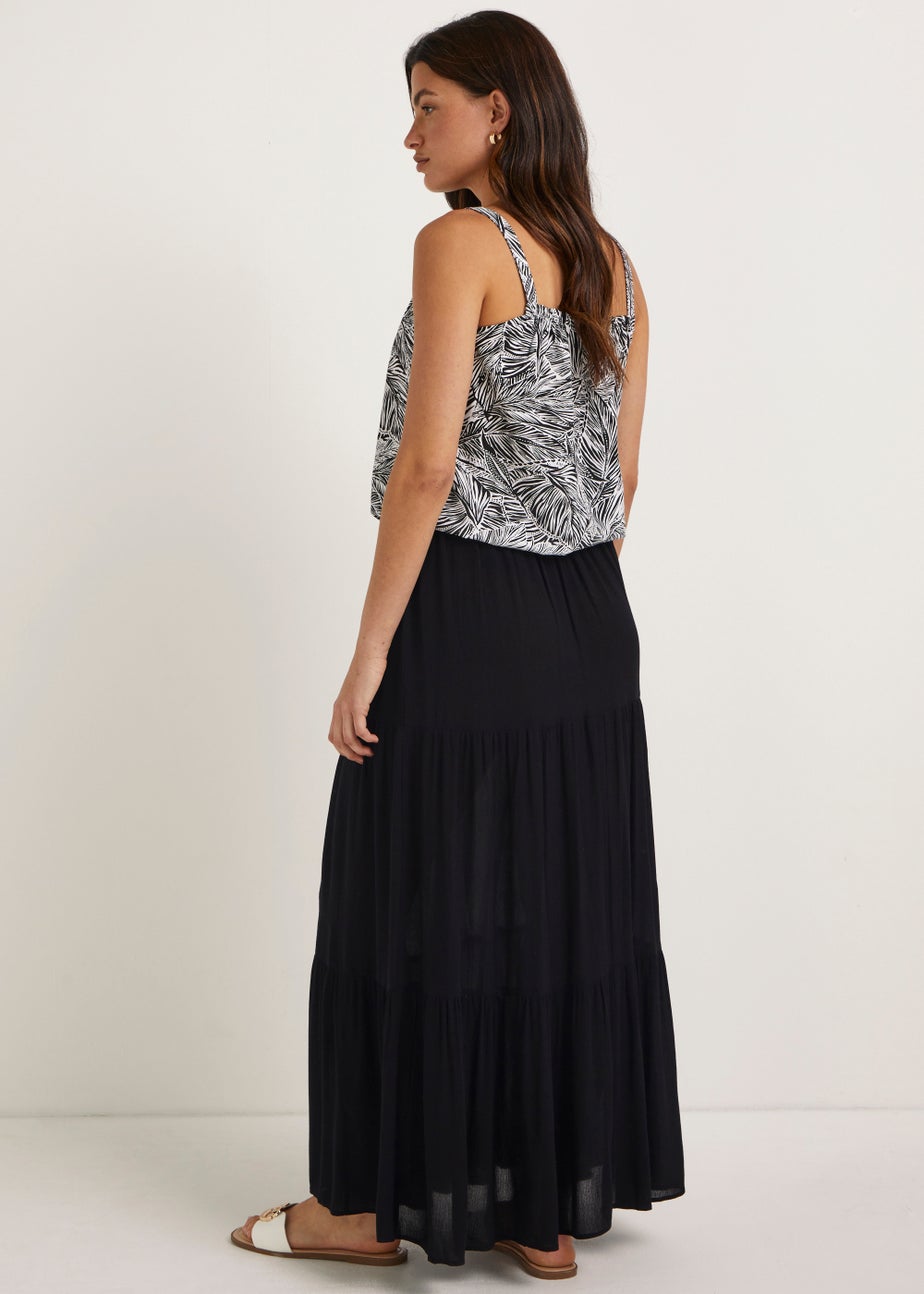 Black Crinkle Maxi Skirt