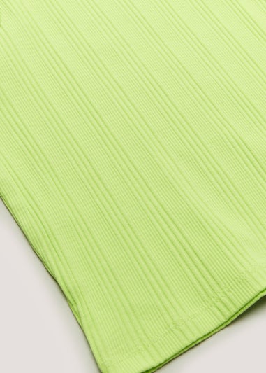 Girls Lime Ribbed Vest Top (4-13yrs)