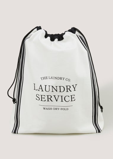 White The Laundry Co Drawstring Bag