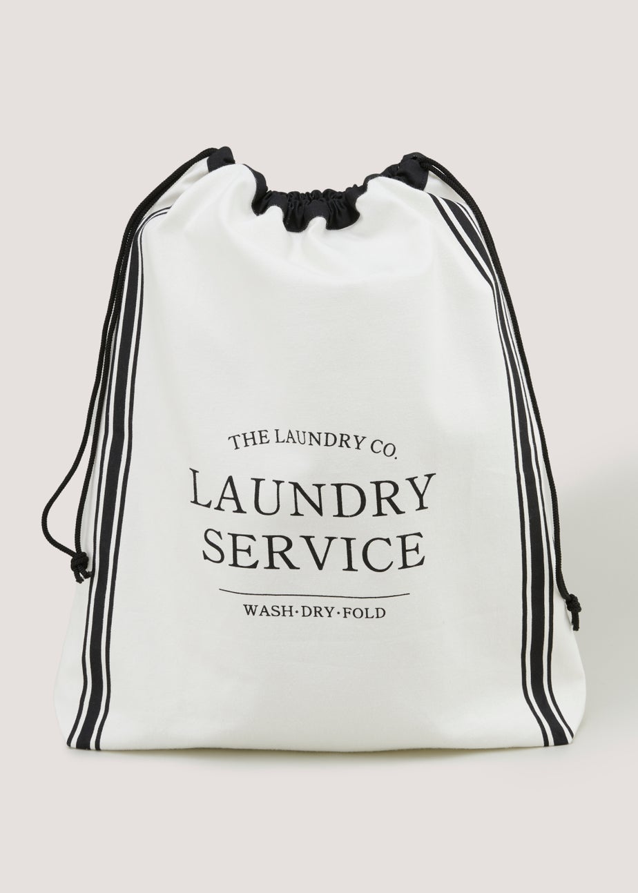 White The Laundry Co Drawstring Bag