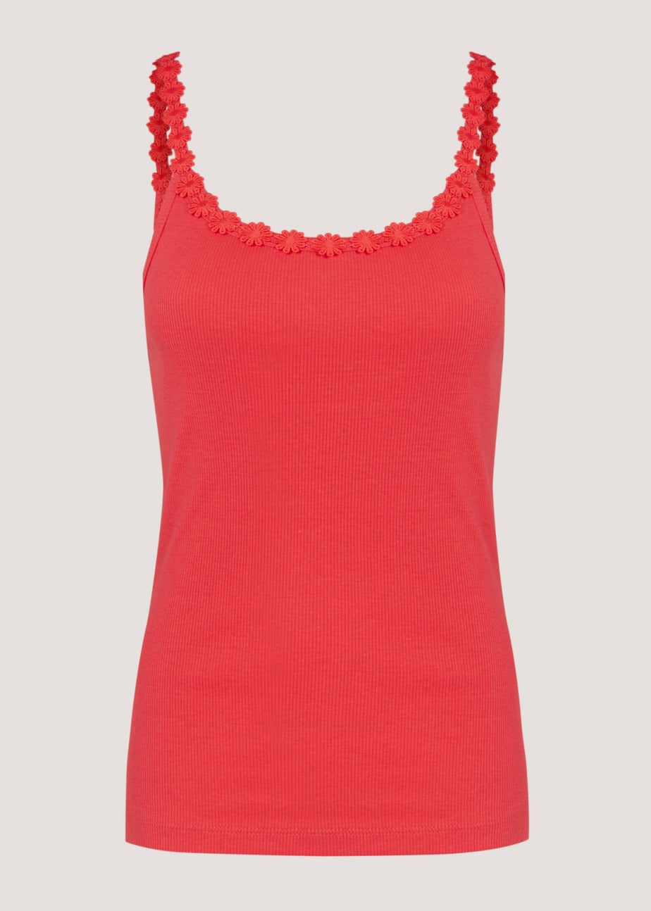 Red Daisy Trim Cami Top