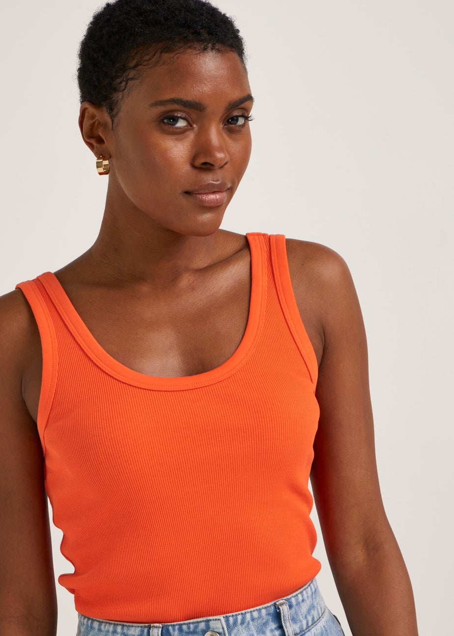 Orange Scoop Ribbed Jersey Vest Top