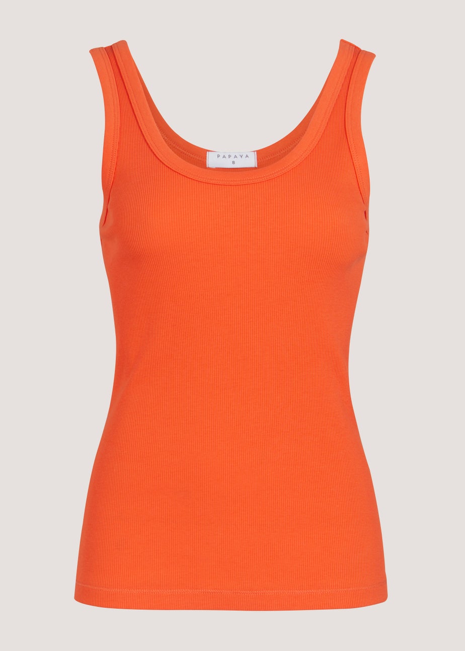 Orange Scoop Ribbed Jersey Vest Top