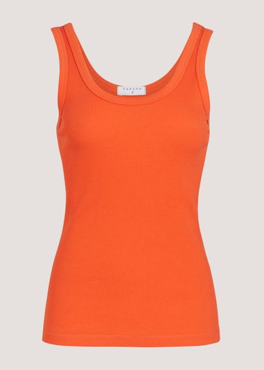 Orange Scoop Ribbed Jersey Vest Top