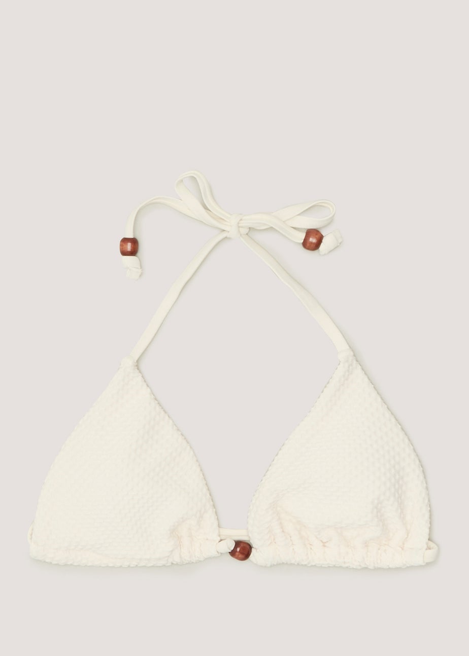 Cream Crochet Look Triangle Bikini Top