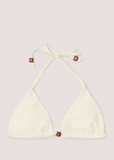 Cream Crochet Look Triangle Bikini Top