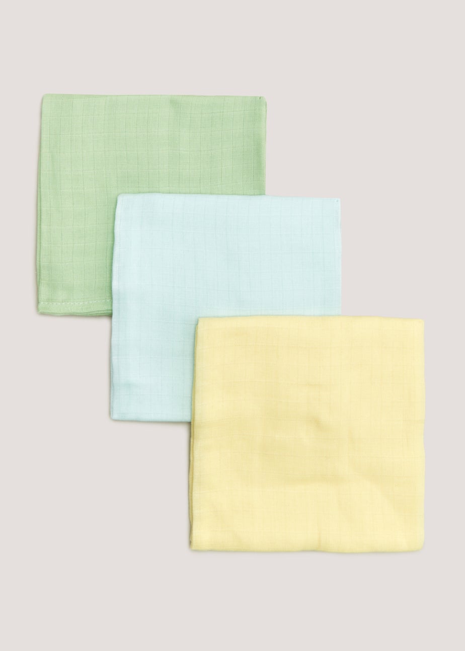 3 Pack Pastel Muslin Cloths (73cm x 73cm)