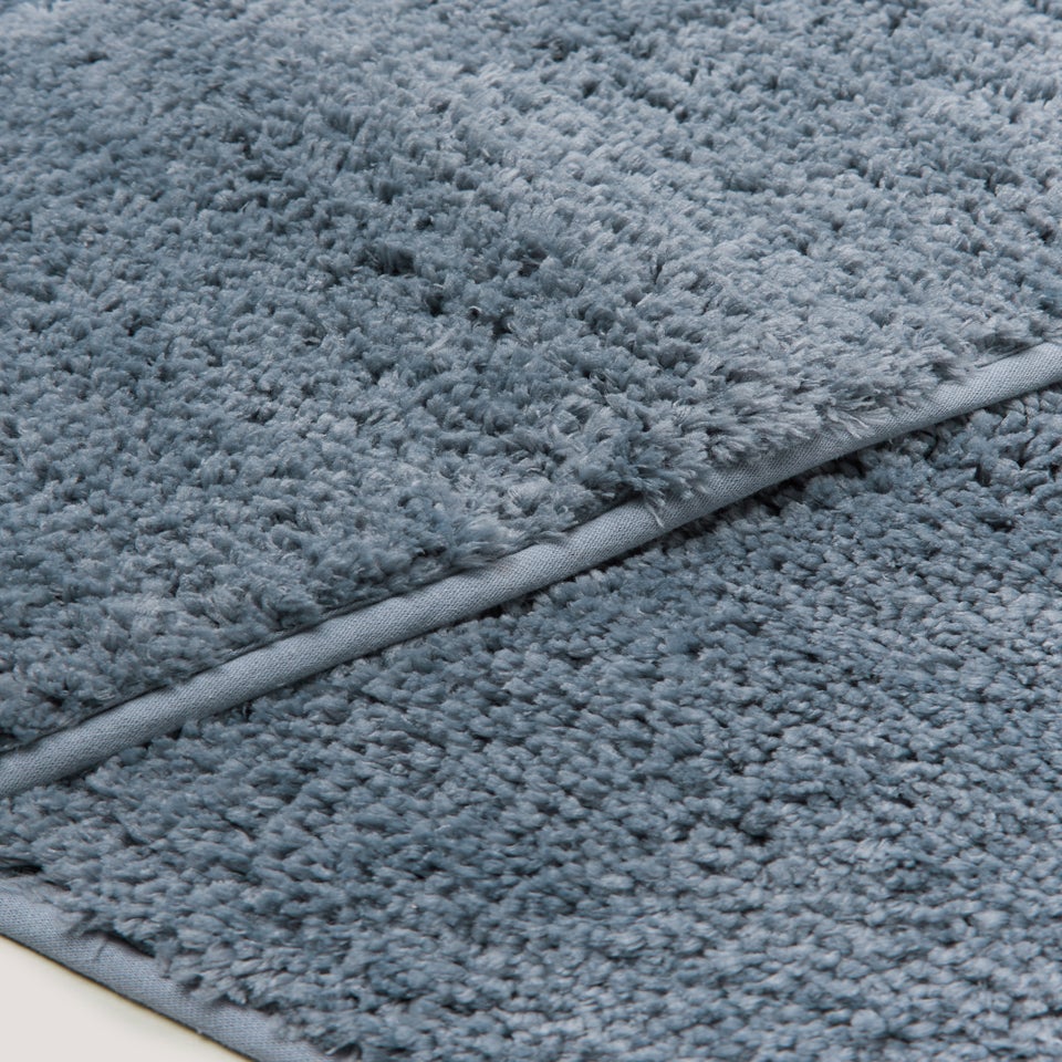 Blue Quick Dry Bath & Pedestal Mat