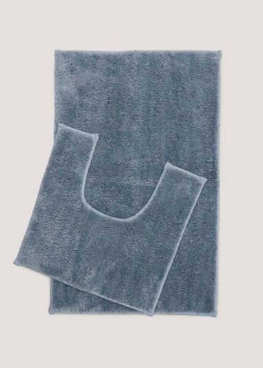 Blue Quick Dry Bath & Pedestal Mat