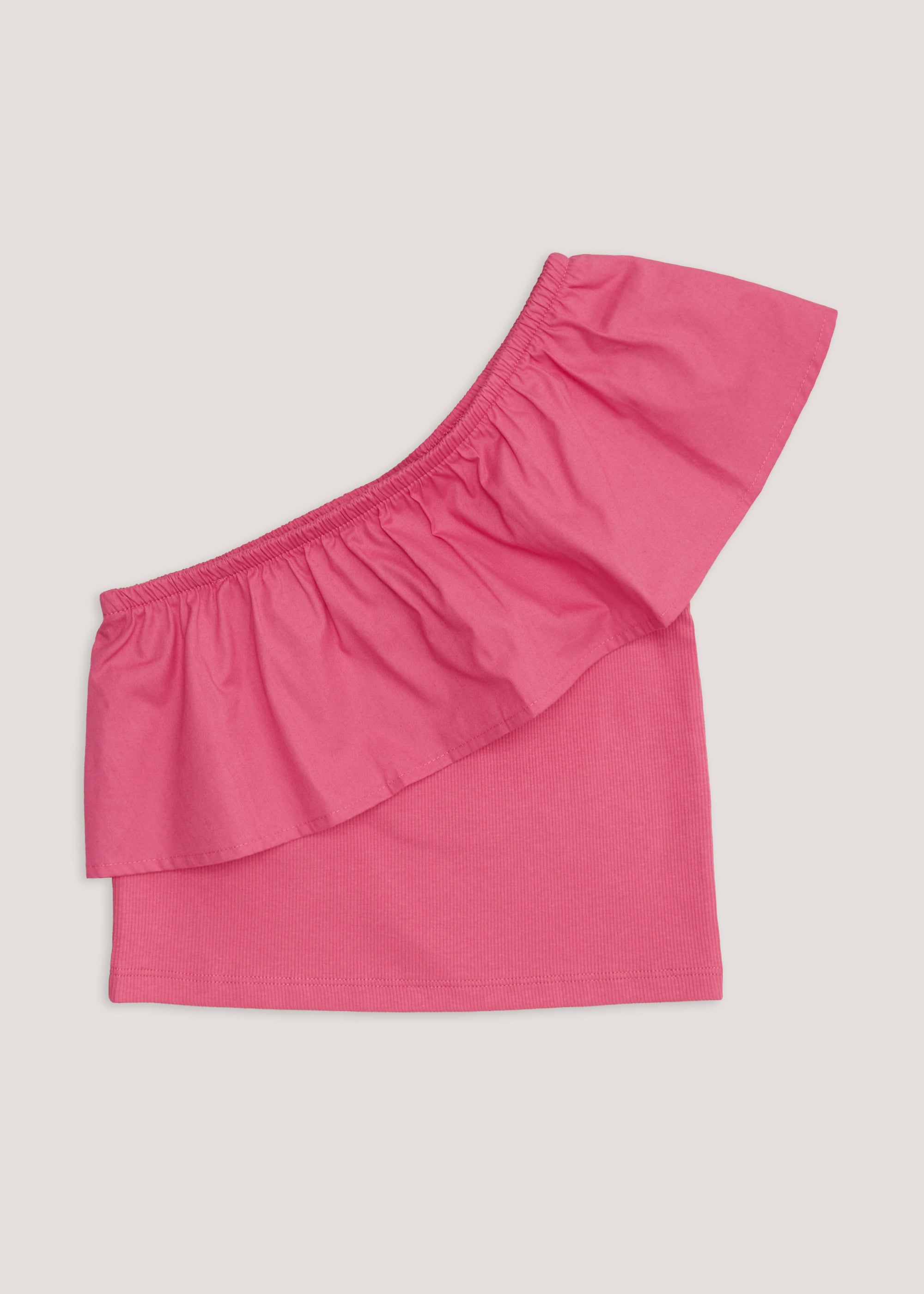 Girls Pink One Shoulder Frill Top (4-13yrs) - Matalan
