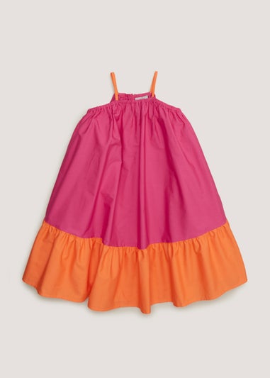 Girls Mini Me Pink & Orange Maxi Dress (4-13yrs)