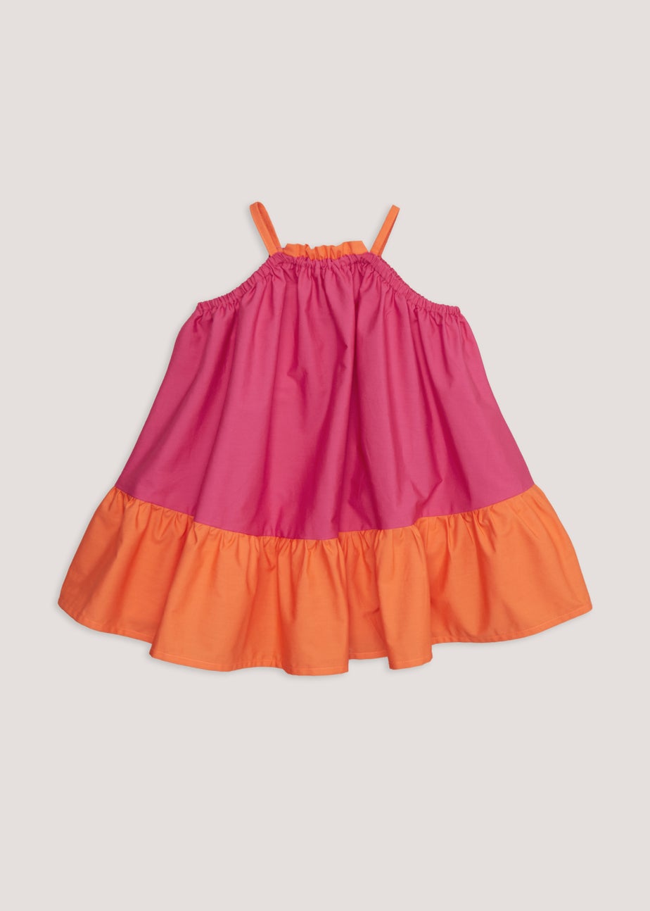 Girls Mini Me Pink & Orange Maxi Dress (9mths-3yrs)