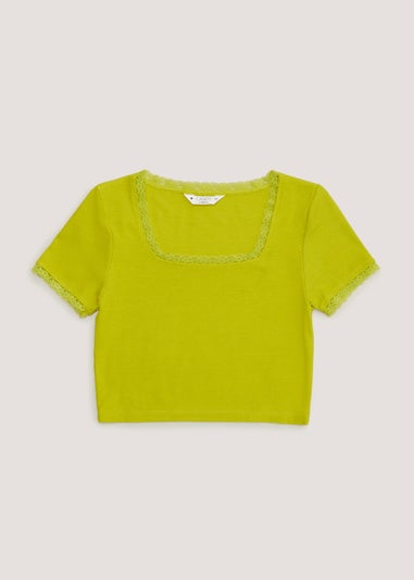 Girls Candy Couture Lime Lace T-Shirt (9-16yrs)