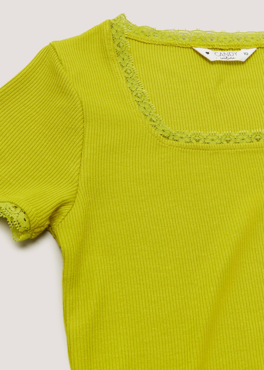 Girls Candy Couture Lime Lace T-Shirt (9-16yrs)