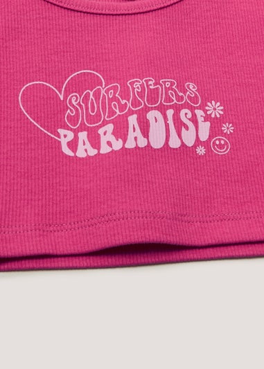 Girls Candy Couture Pink Slogan Crop Top (9-16yrs)