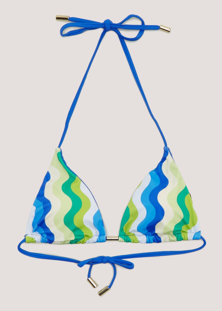 Be Beau Blue & Green Wiggle Bikini Top