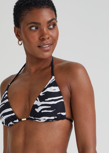 Be Beau Black Zebra Print Bikini Top