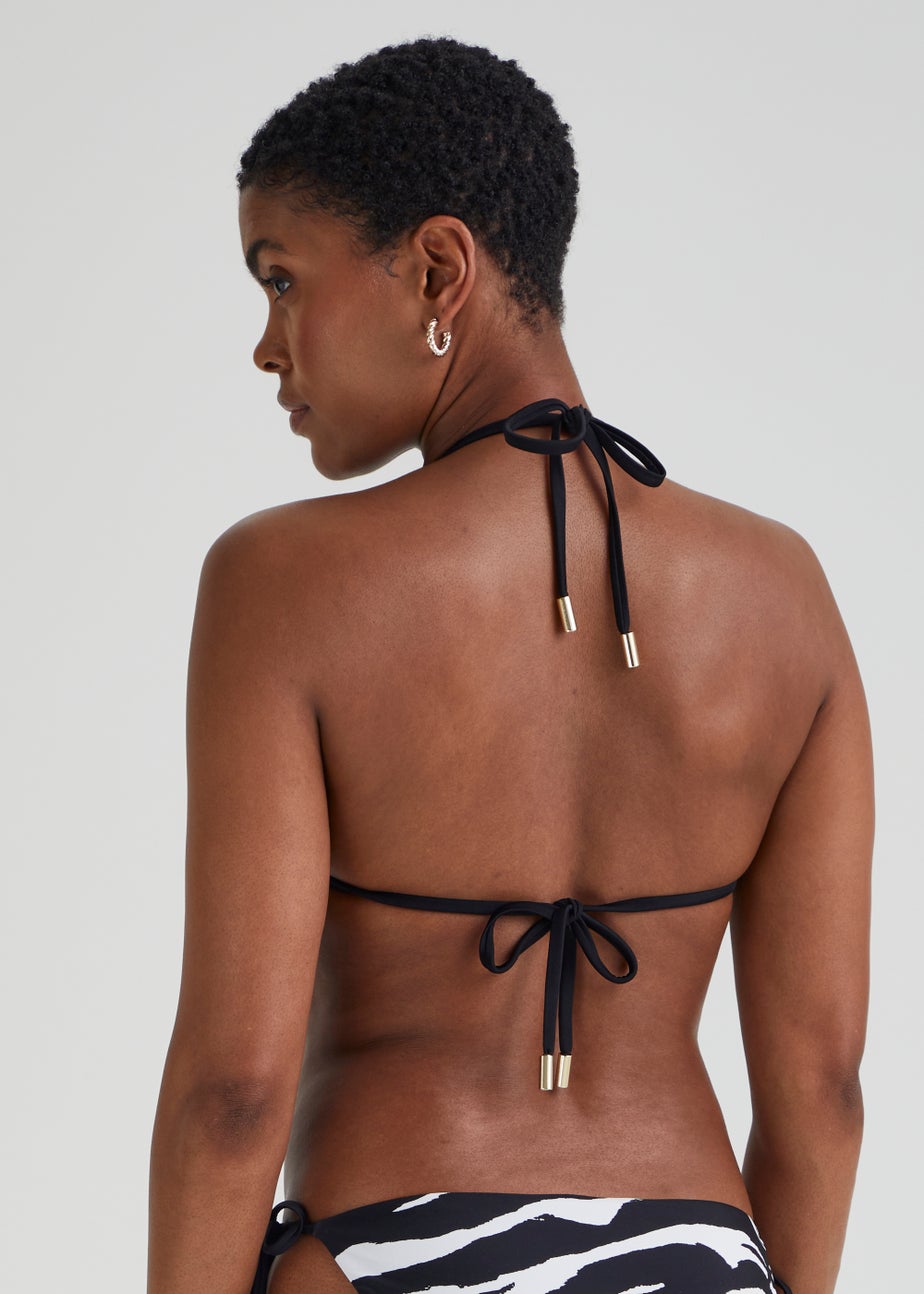 Be Beau Black Zebra Print Bikini Top