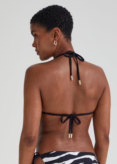 Be Beau Black Zebra Print Bikini Top