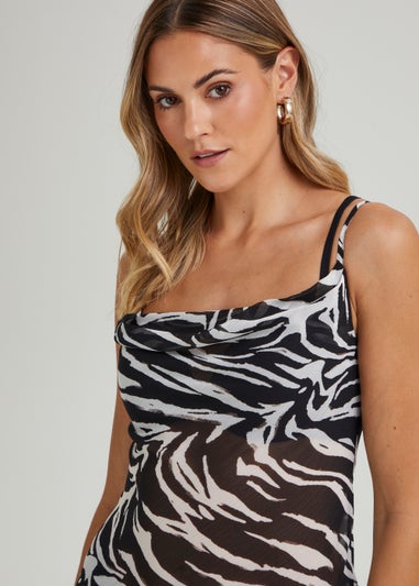 Be Beau Black Zebra Print Chiffon Dress