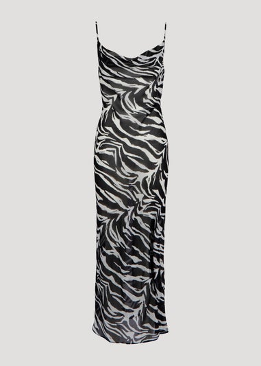 Be Beau Black Zebra Print Chiffon Dress