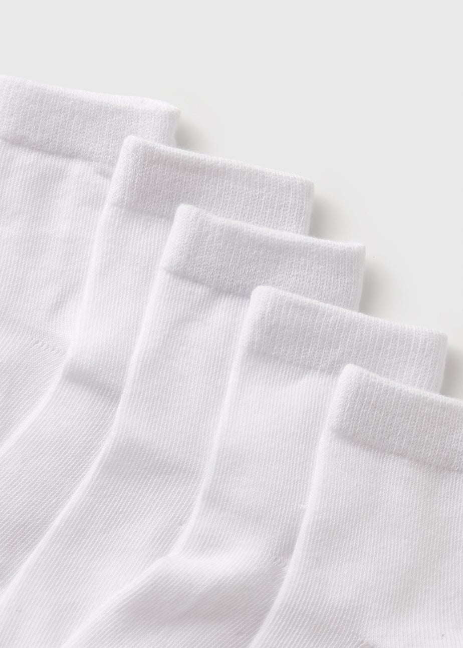 Kids 5 Pack White Ankle Socks (Younger 6-Older 5.5)