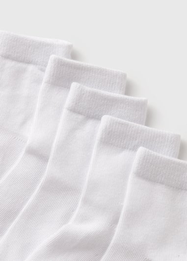 Kids 5 Pack White Ankle Socks (Younger 6-Older 5.5)