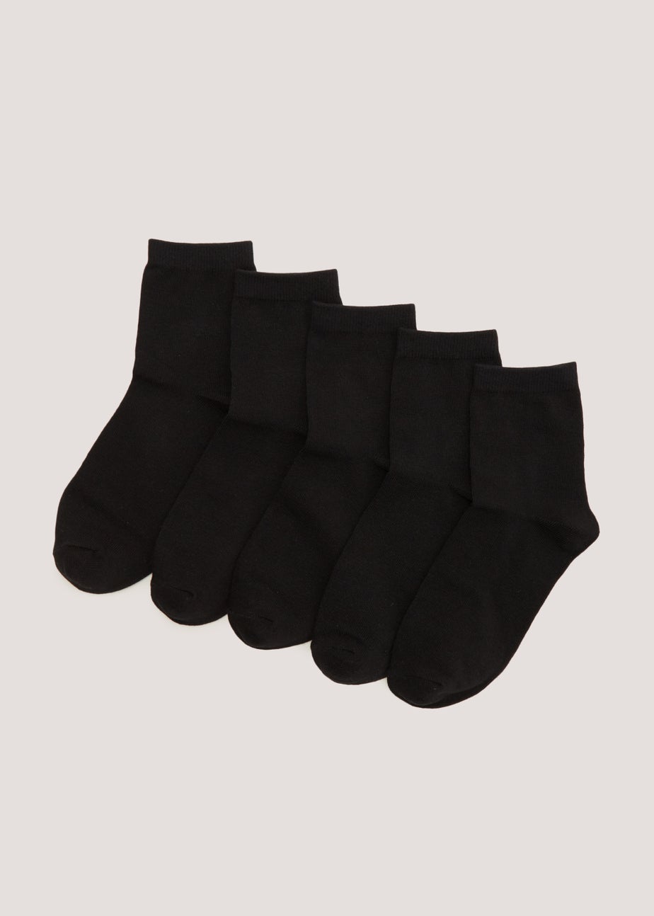 Kids 5 Pack Black Ankle Socks (Younger 6-Older 5.5)
