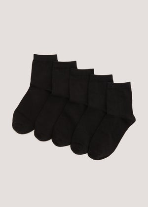 Kids 5 Pack Black Ankle Socks (Younger 6-Older 5.5)