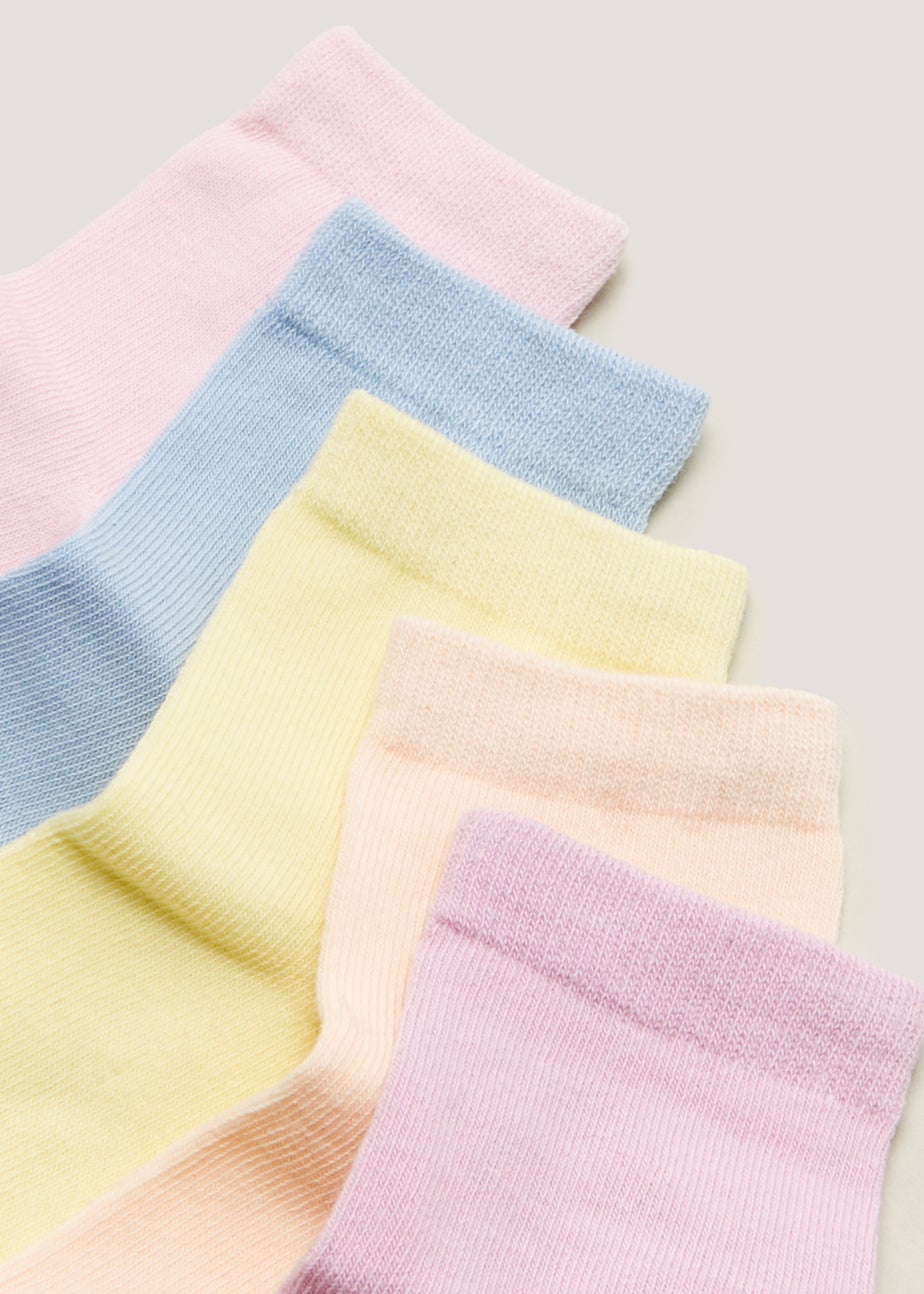 Girls 5 Pack Multicoloured Ankle Socks (Younger 6-Older 5.5)