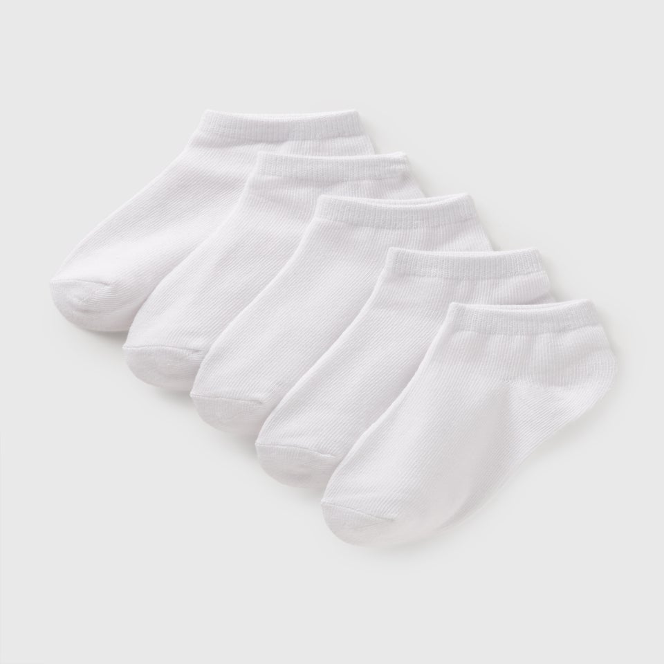 Kids 5 Pack White Trainer Socks (Younger 6-Older 5.5)