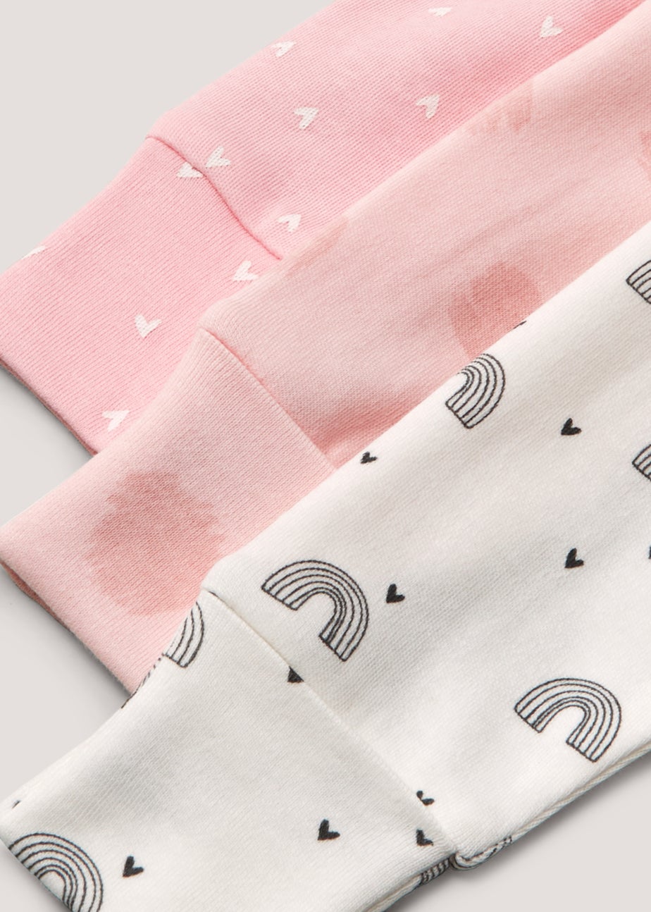 Baby Pack Pink Footless Zip Up Sleepsuits (Tiny Baby-18mths