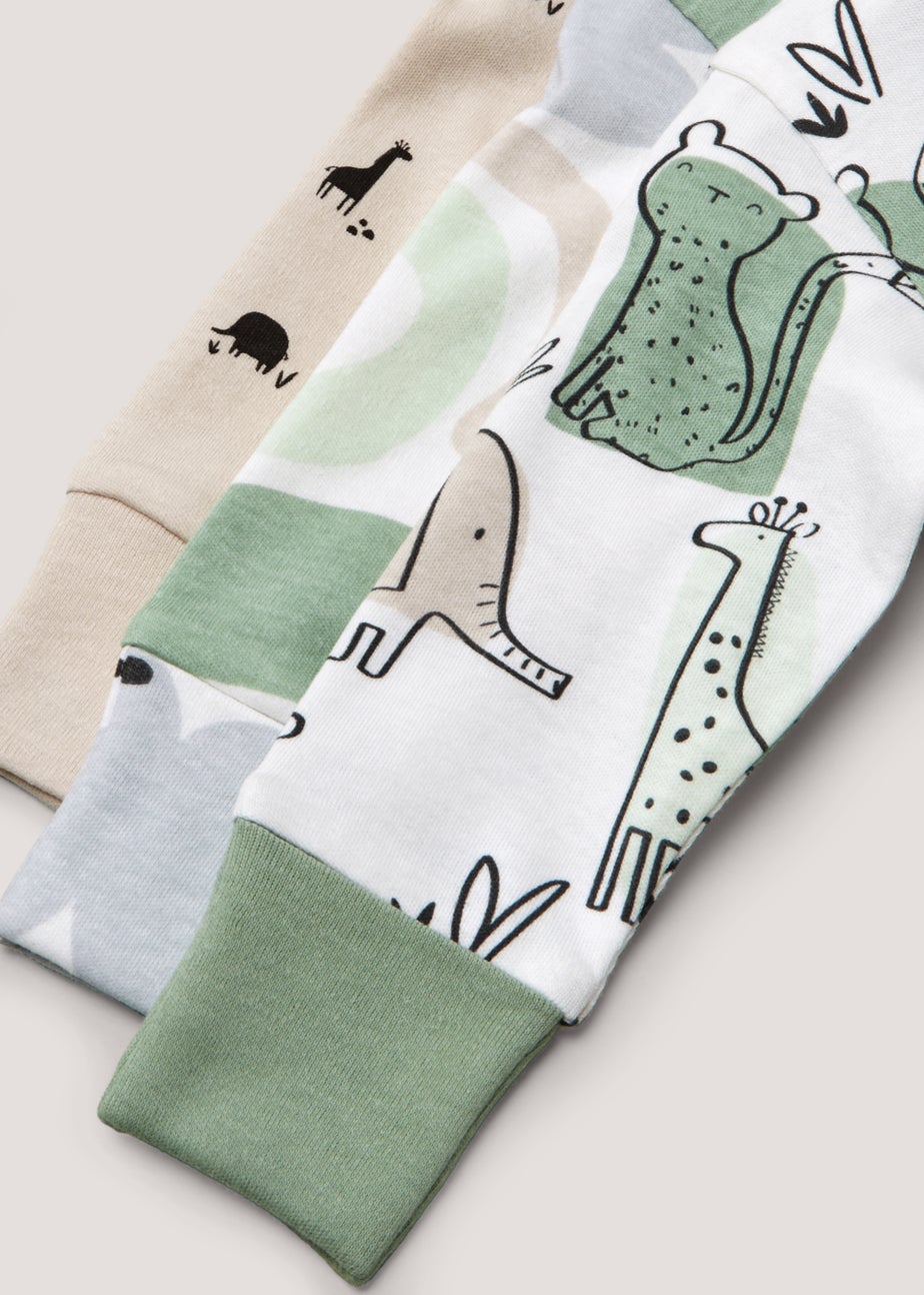 Baby 3 Pack Neutral Footless Zip Up Sleepsuits (Tiny Baby-18mths)