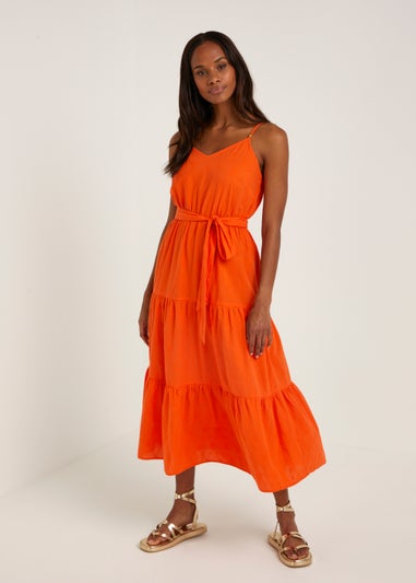 Orange Schiffley Cami Midi Dress