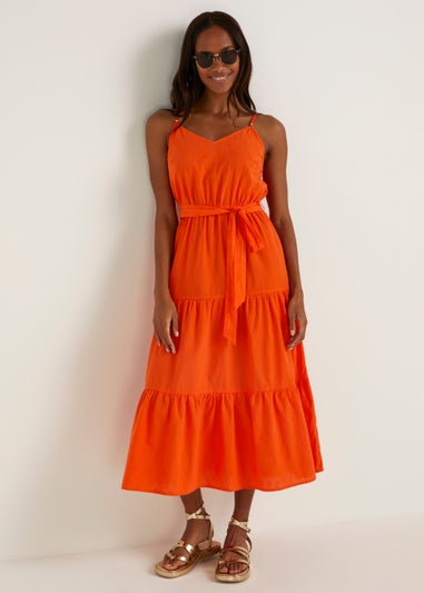 Orange Schiffley Cami Midi Dress