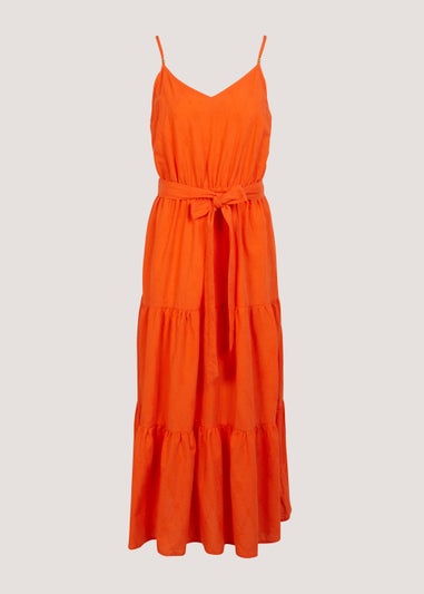 Orange Schiffley Cami Midi Dress
