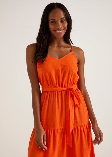 Orange Schiffley Cami Midi Dress