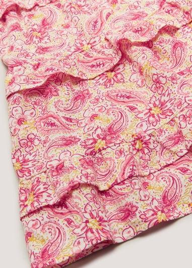 Girls Pink Paisley Tiered Dress (4-13yrs)