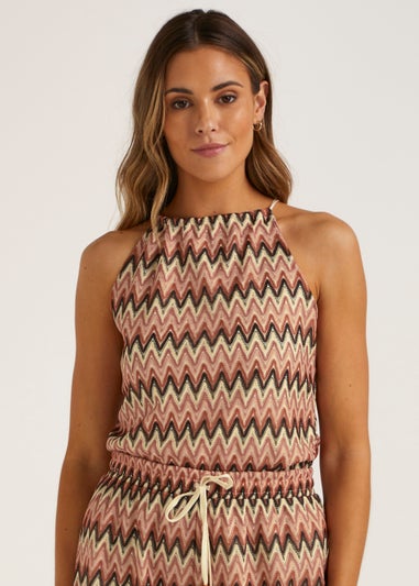 Multicoloured Zigzag Lace Co-Ord Cami Top