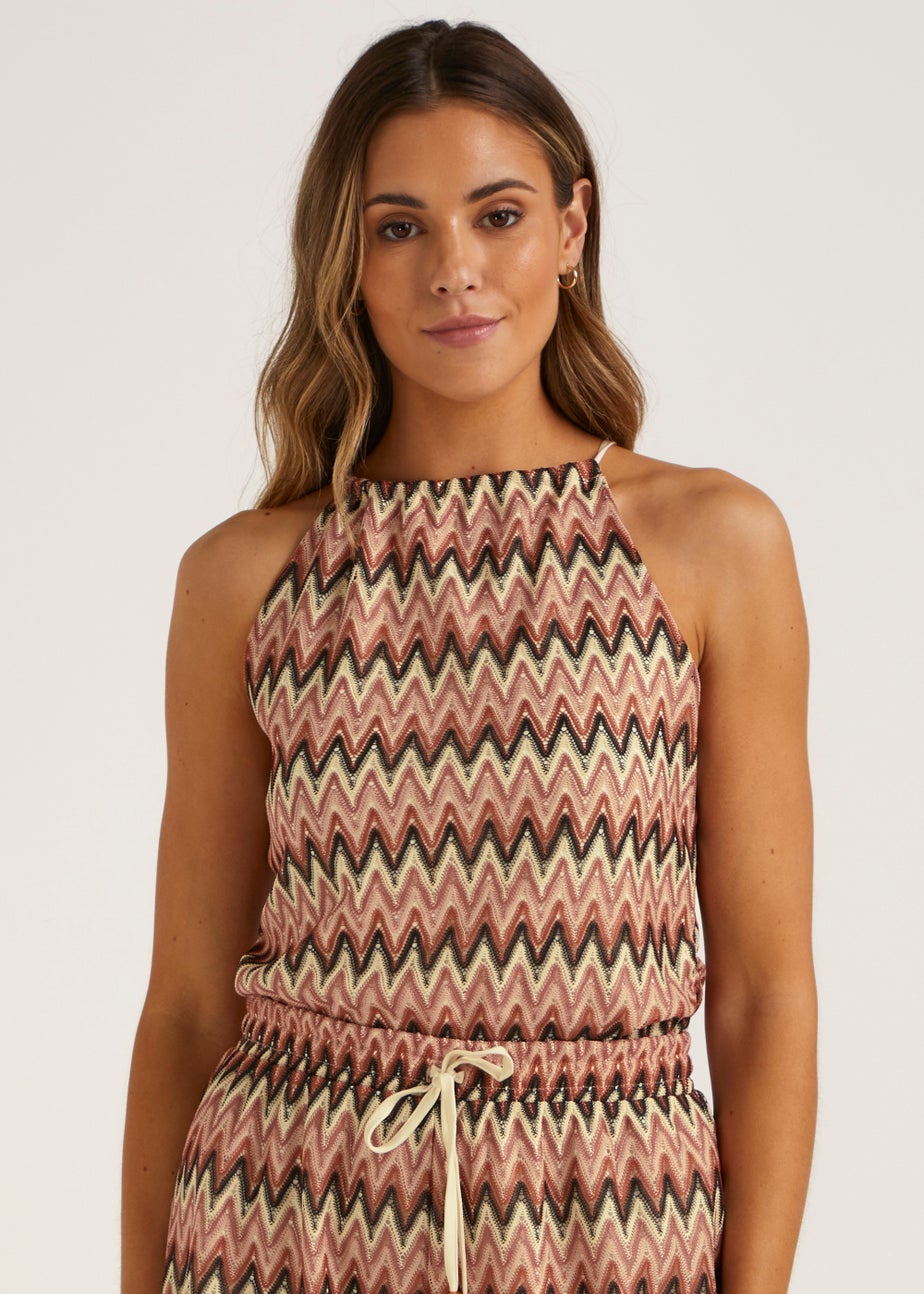Multicoloured Zigzag Lace Co-Ord Cami Top