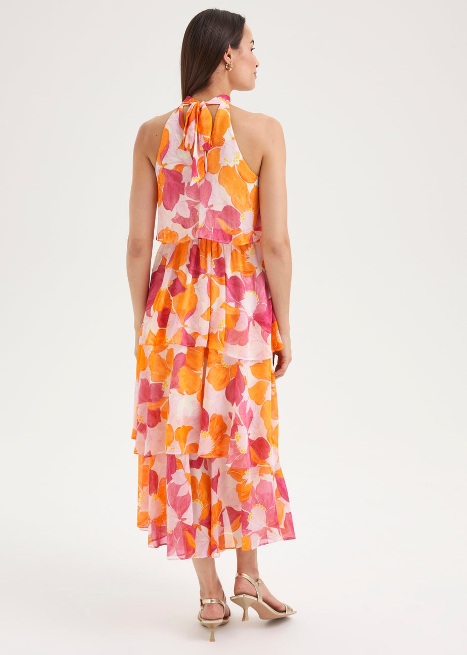 Et Vous Multicoloured Floral Tiered Midi Dress