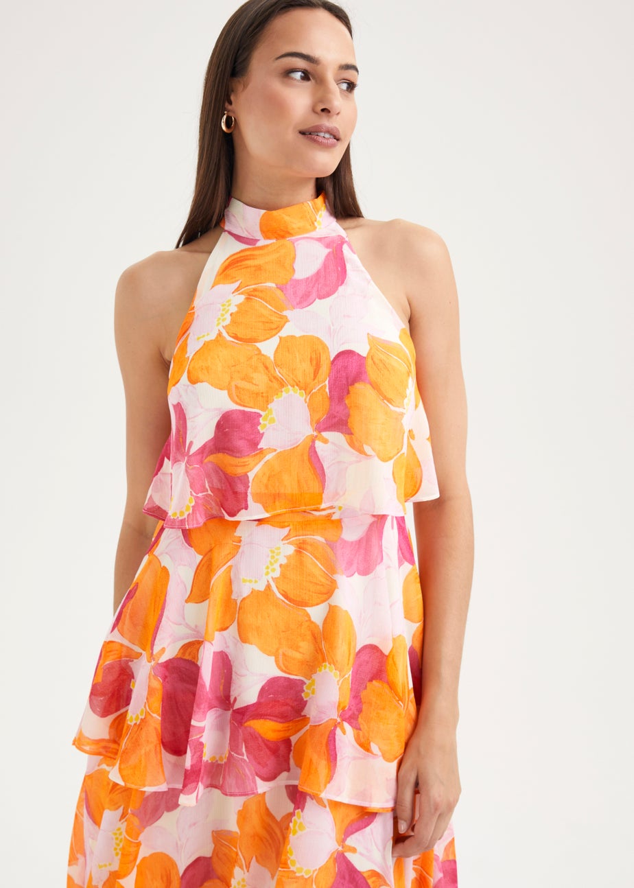 Et Vous Multicoloured Floral Tiered Midi Dress